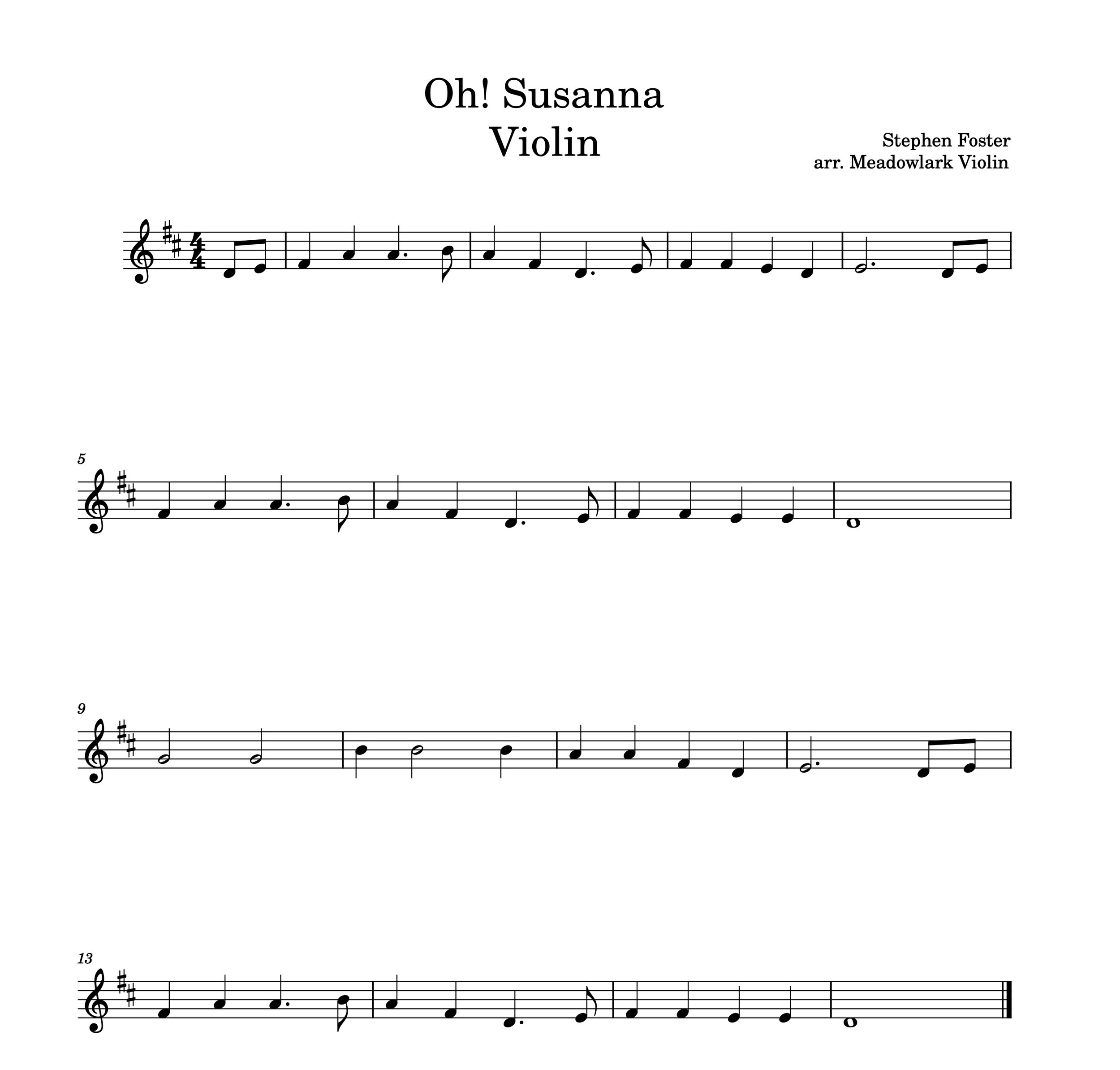 Easy Stephen Foster Songs For Violin Free Sheet Music Meadowlark Violin Studio