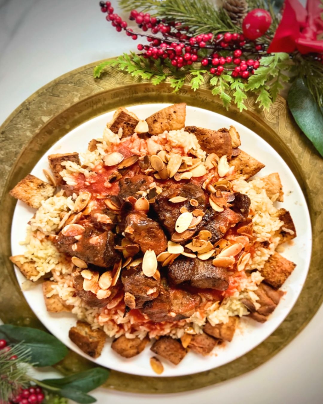 Egyptian Fatta Festive Meat Rice Dish 