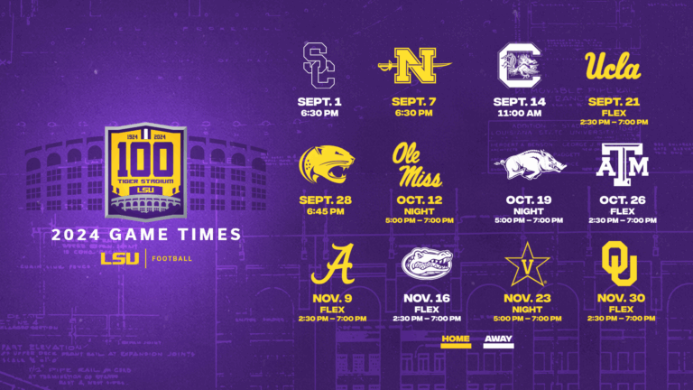 ESPN Announces Kickoff Windows For 2024 LSU Football Schedule LSU