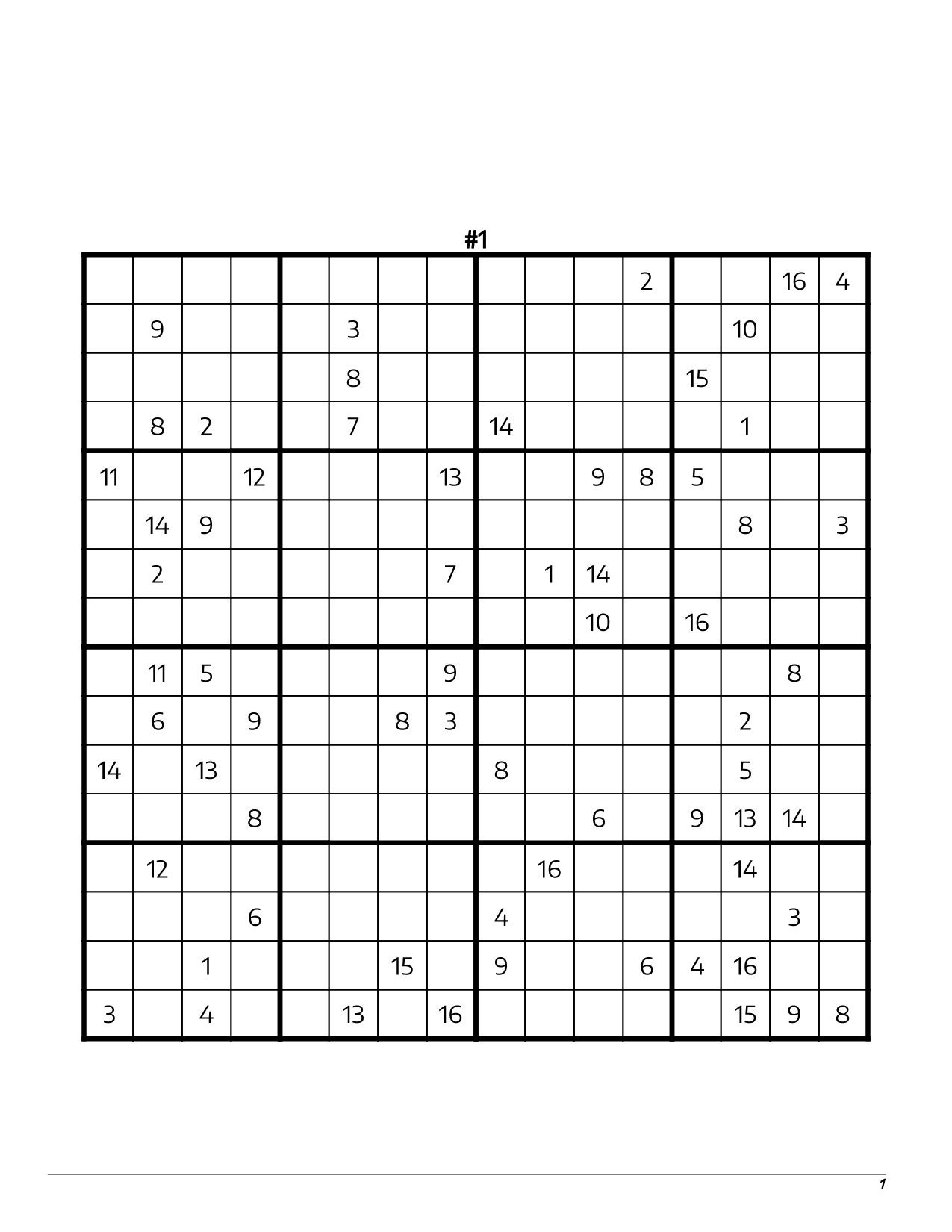 Extremely Hard Sudoku 16x16 Printable PDF 200 Sudoku Variation Worksheets Library