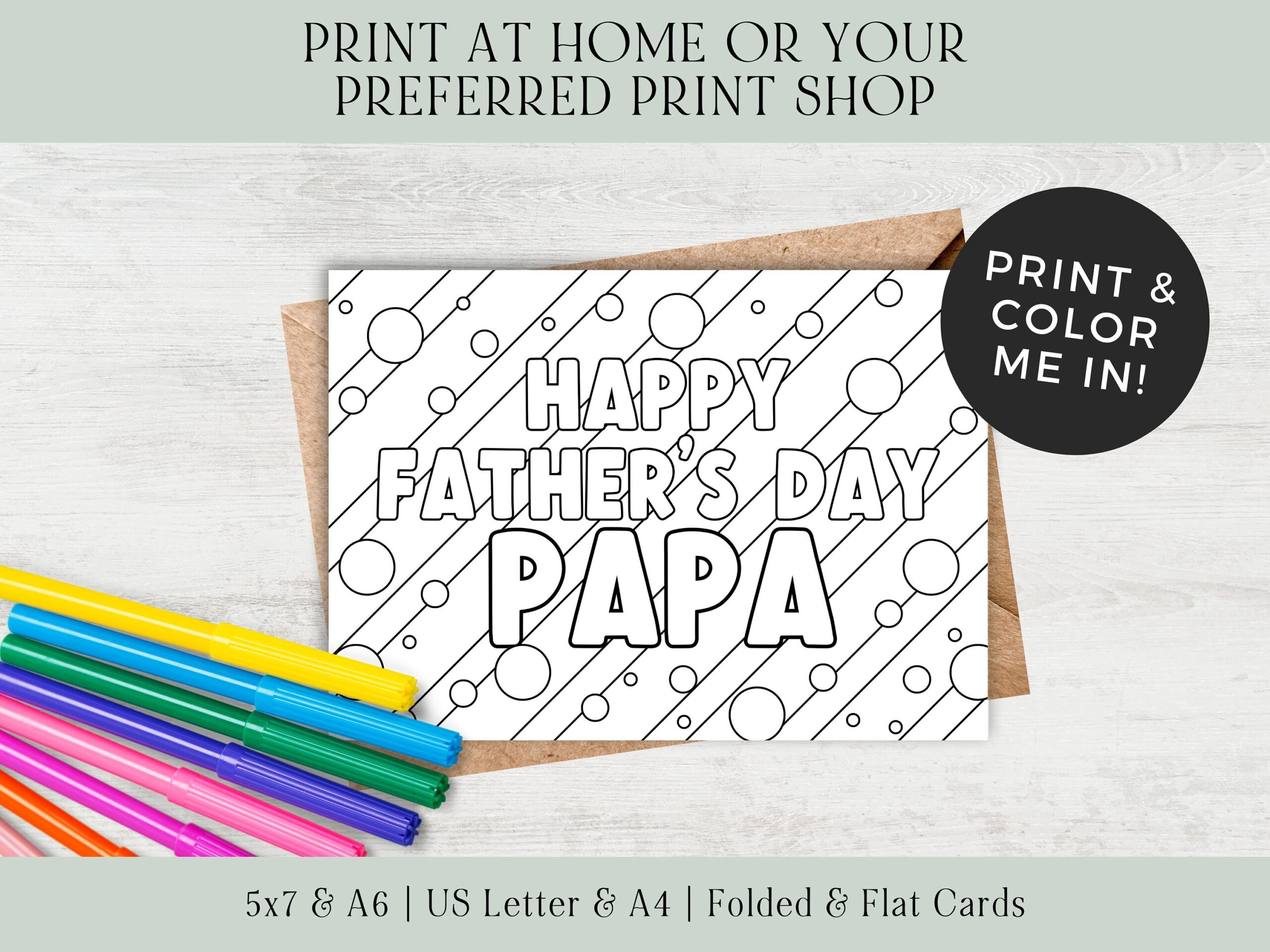 Father s Day Card For Papa Printable Coloring Papa Card Printable Fathers Day Card To Color Printable Coloring Fathers Day Cards Etsy