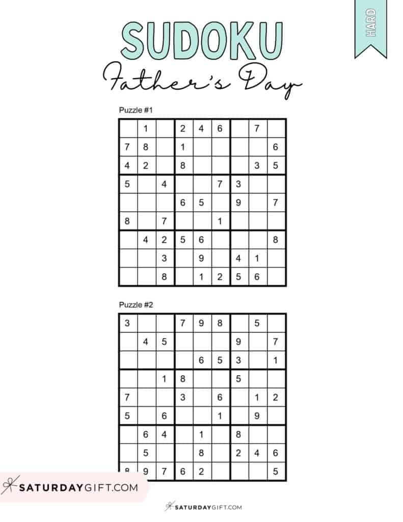 Father s Day Sudoku Puzzles Cute Free Printables SaturdayGift
