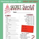 FILLABLE Printable PDF Secret Santa Questionnaire For Gift Exchange work Or Personal Etsy