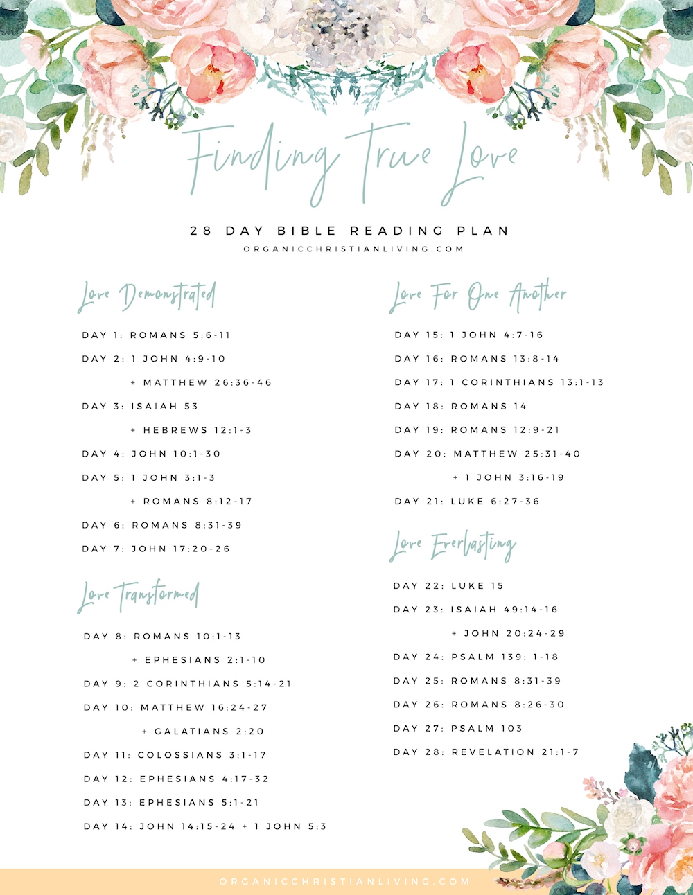 Finding True Love Bible Reading Plan Organic Christian Living