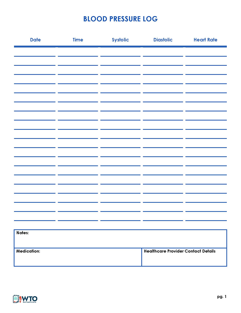 blood pressure log printable free