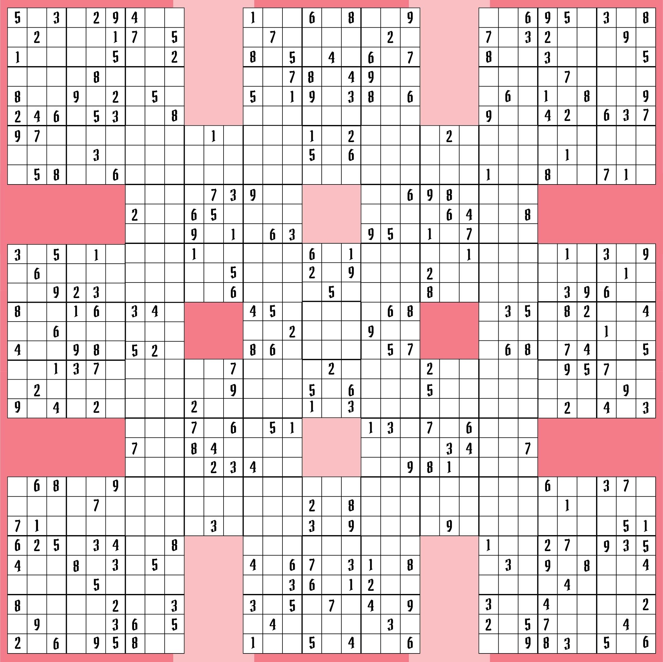 free printable samurai sudoku