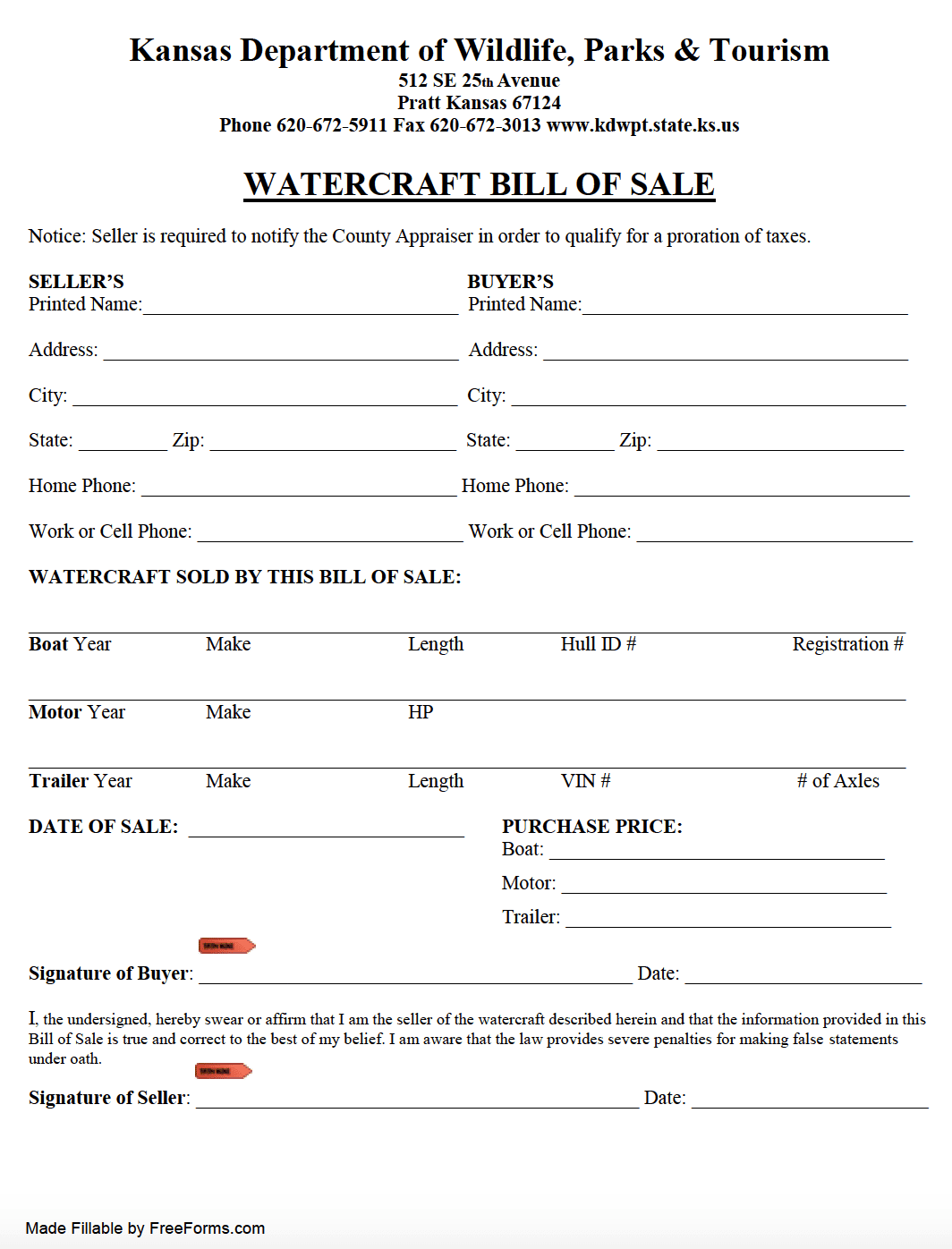 printable bill of sale for boat