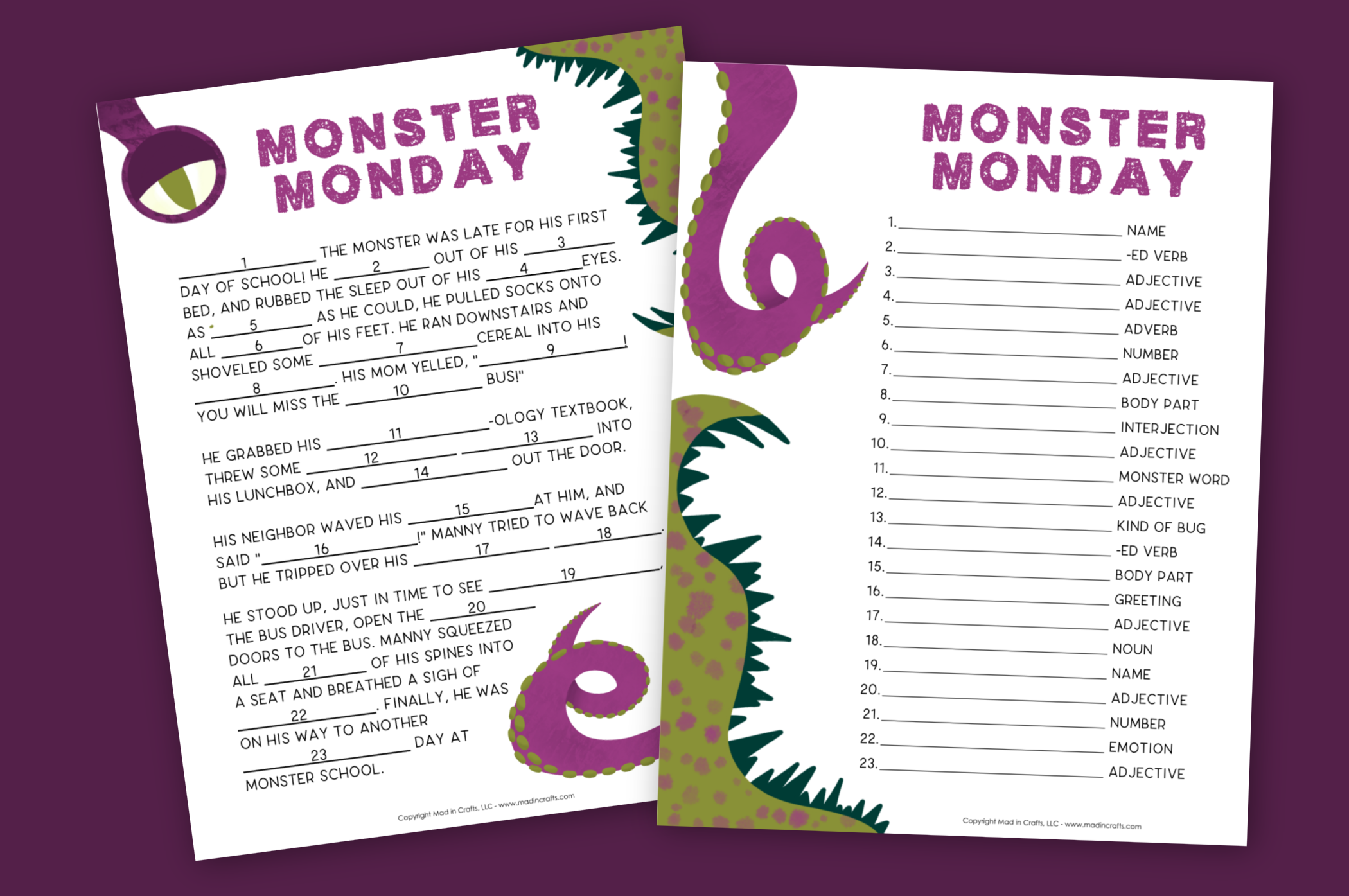 free printable mad libs
