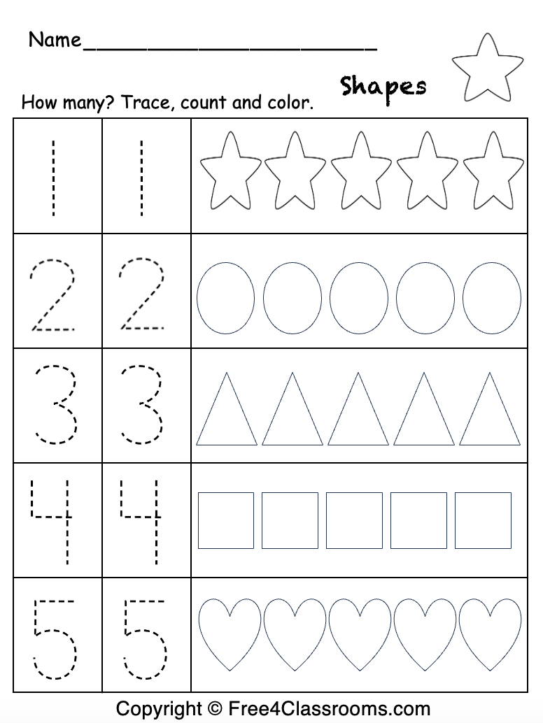 preschool math printables