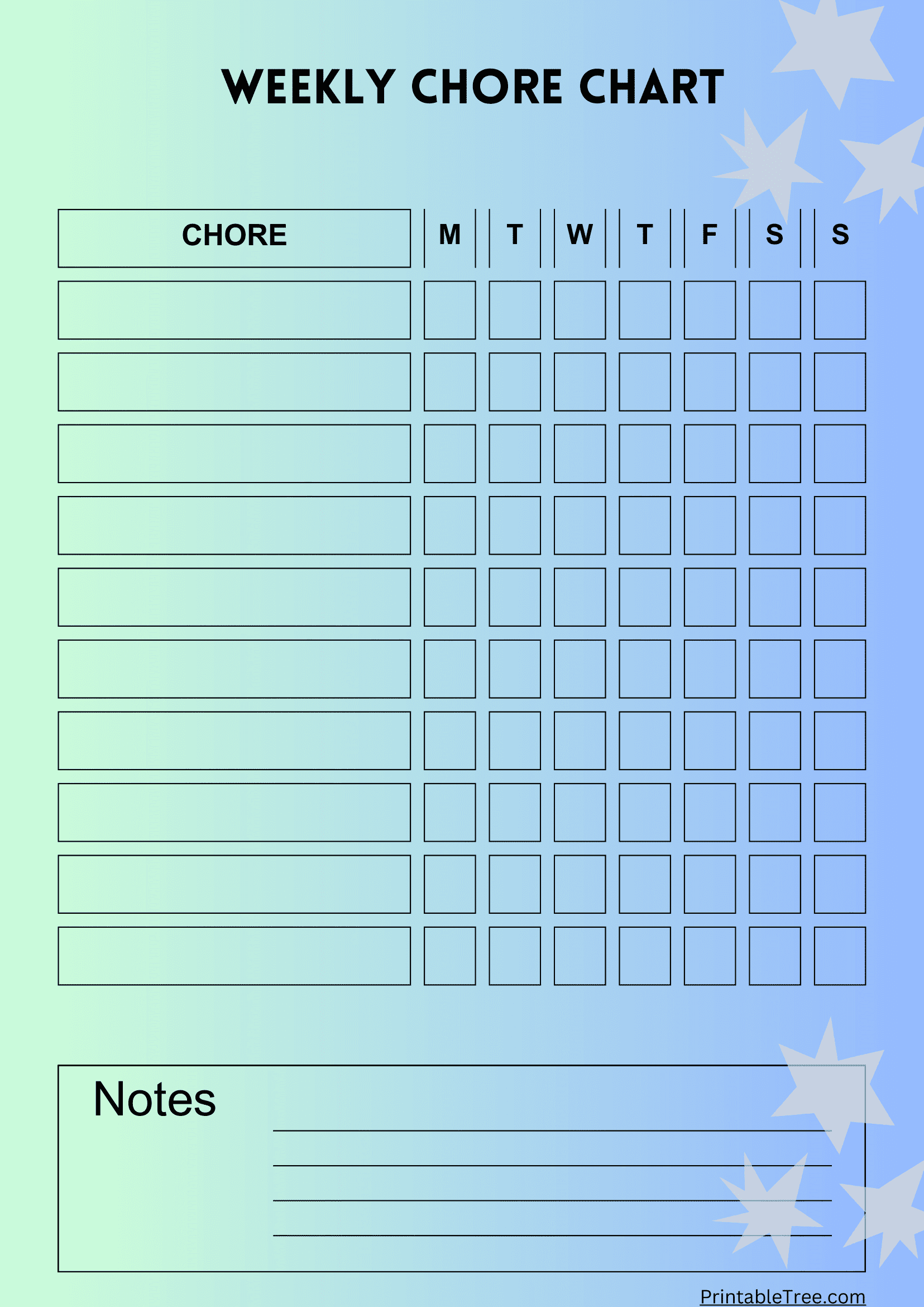 chore list chart printables