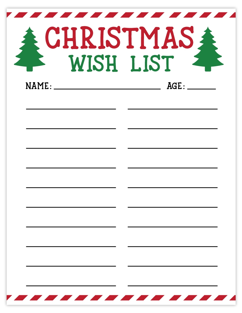 free printable christmas wish list
