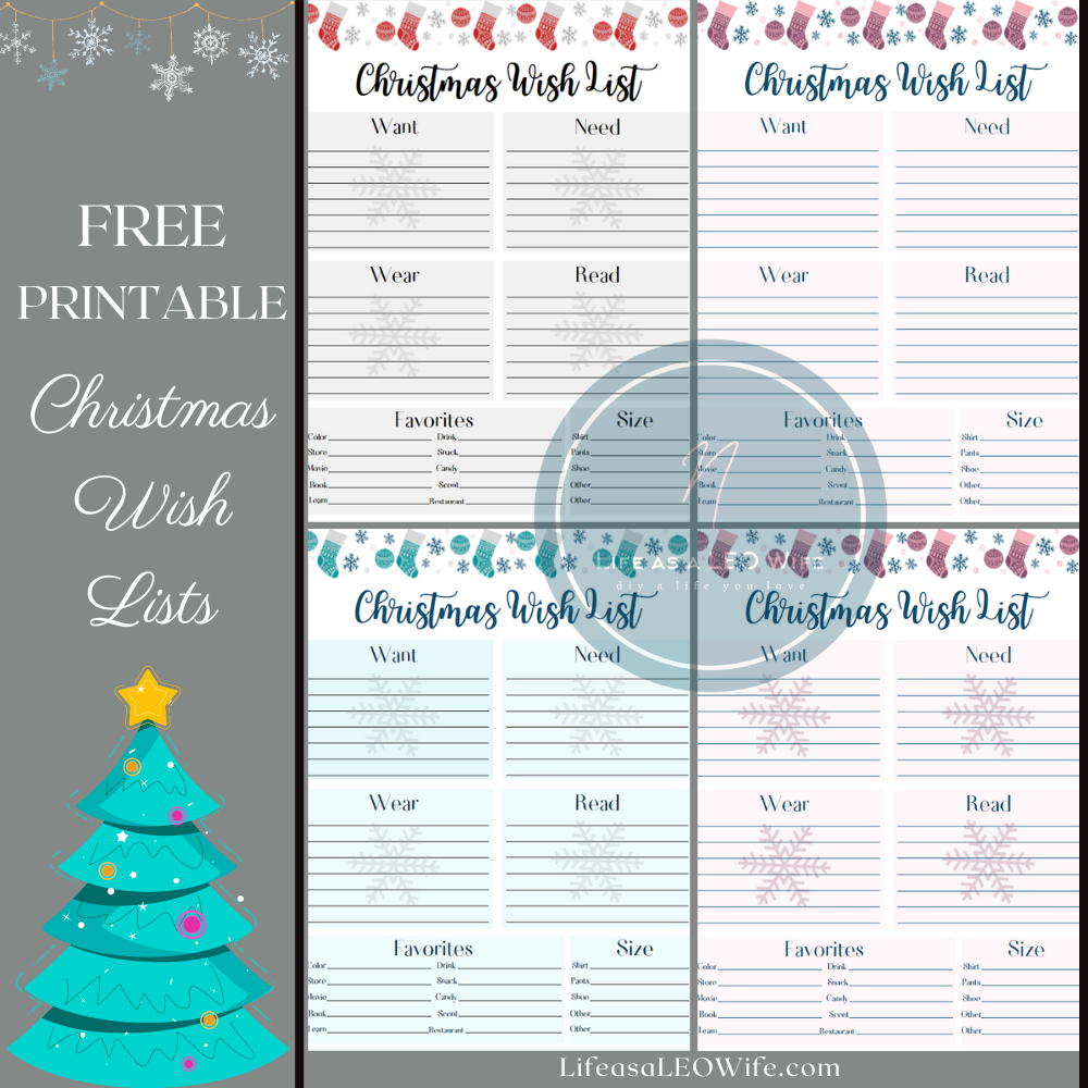 free printable christmas list