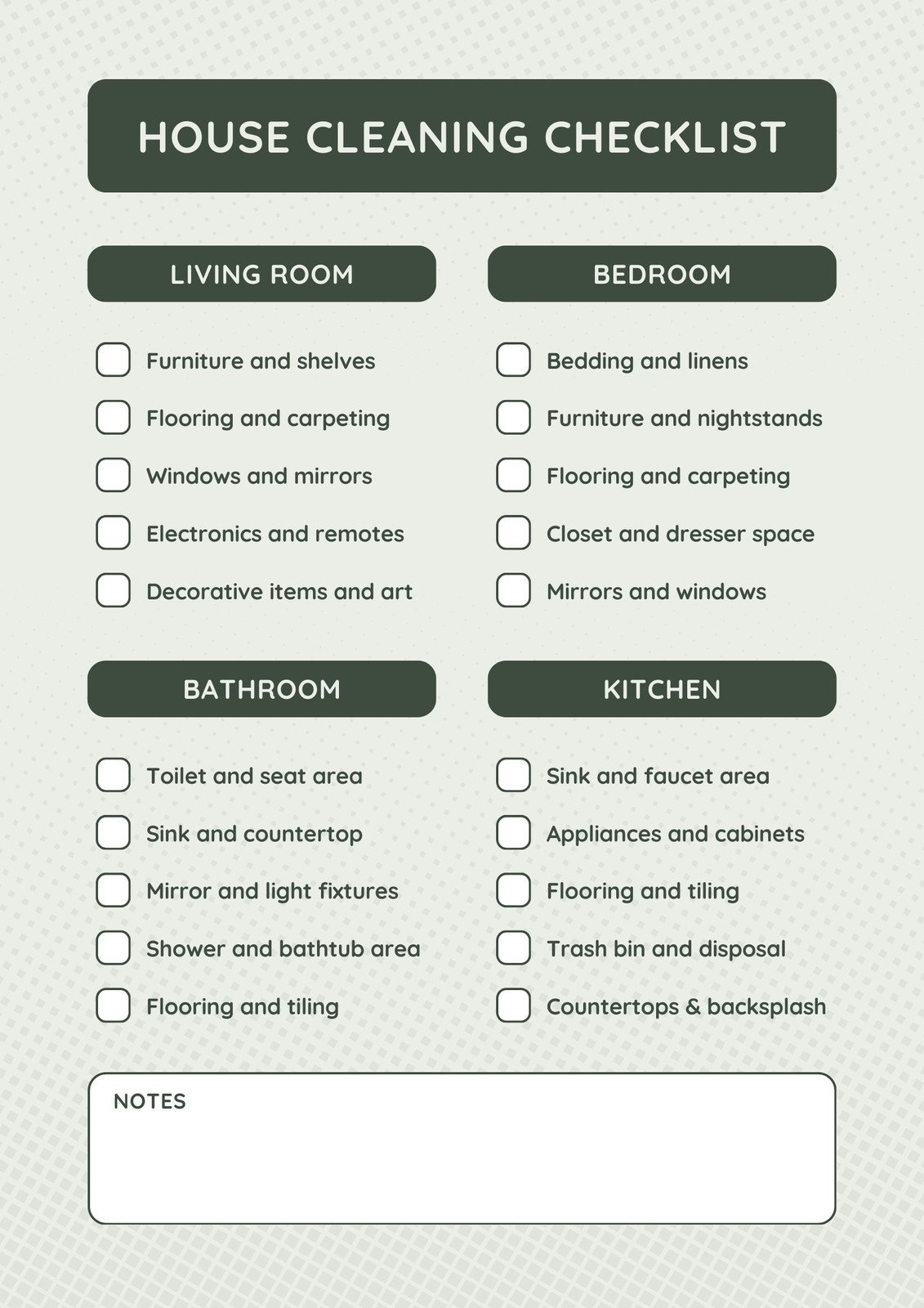 housework checklist printable