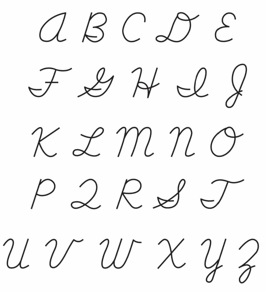 printable cursive alphabet chart