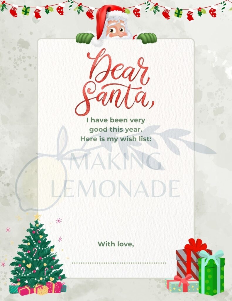 Free Printable Holiday Wish List For Kids Making Lemonade