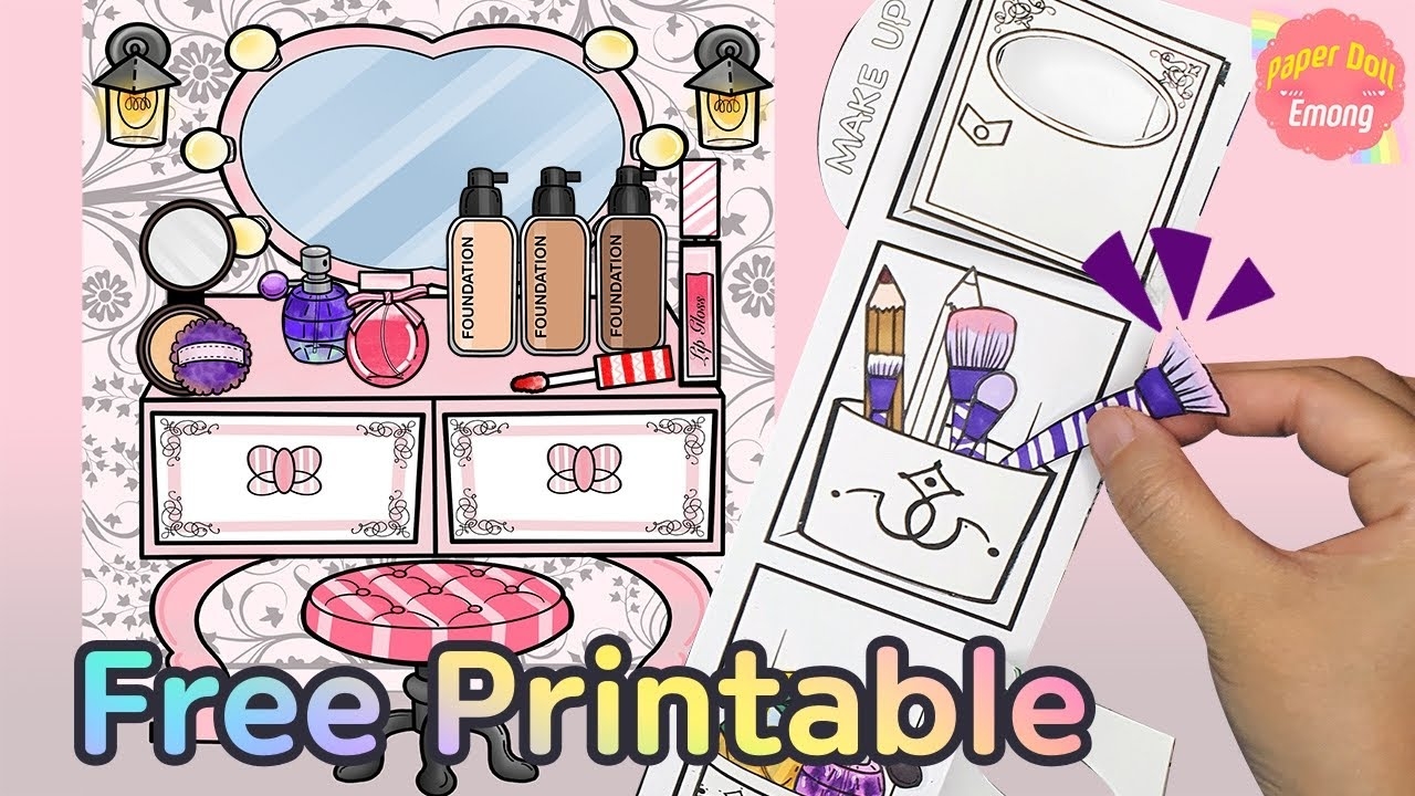 Free Printable PAPER DOLLHOUSE 1 How To Make Makeup Kits For Paper Doll s Playing PAPER QUIET BOOK YouTube