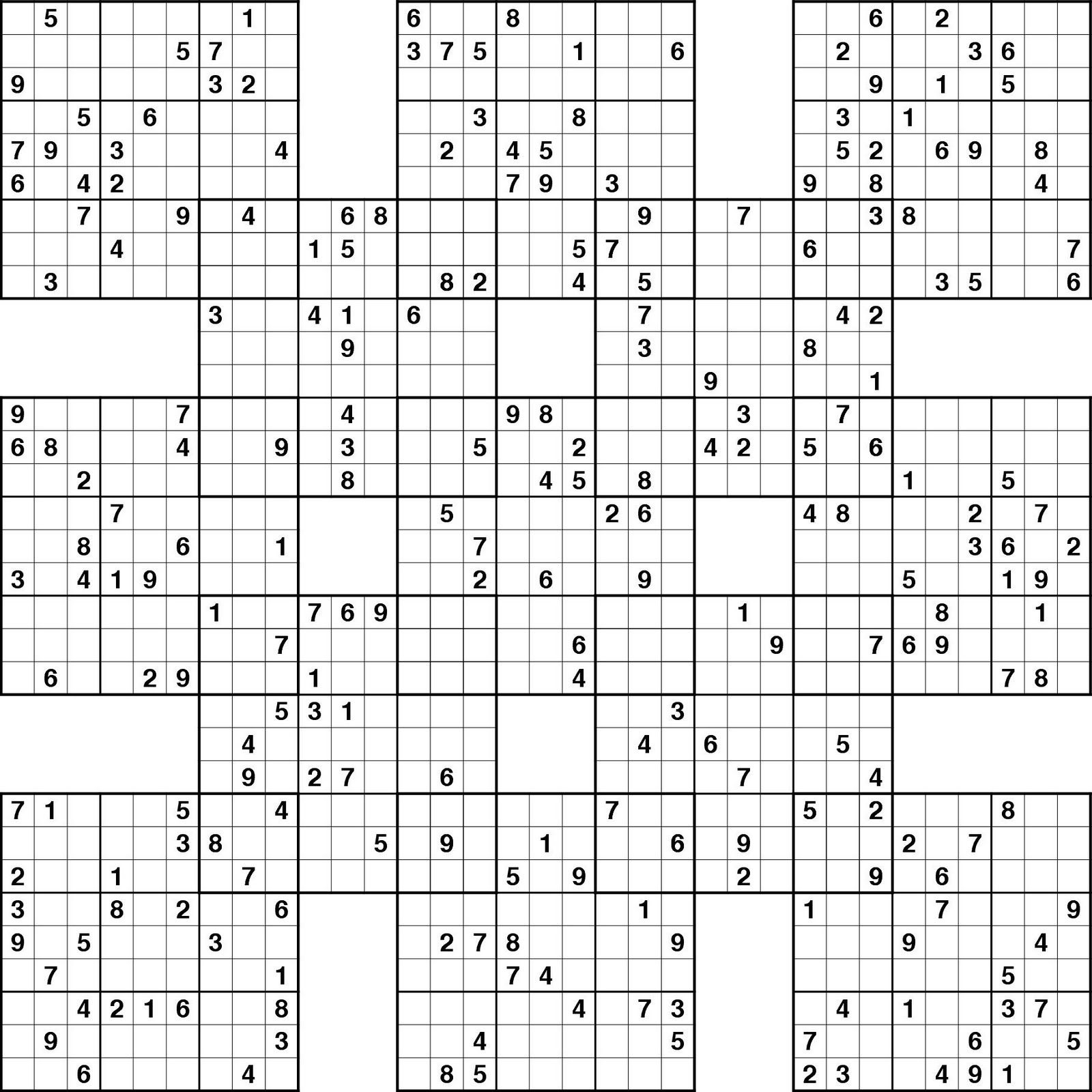 Free Printable Samurai Sudoku Games