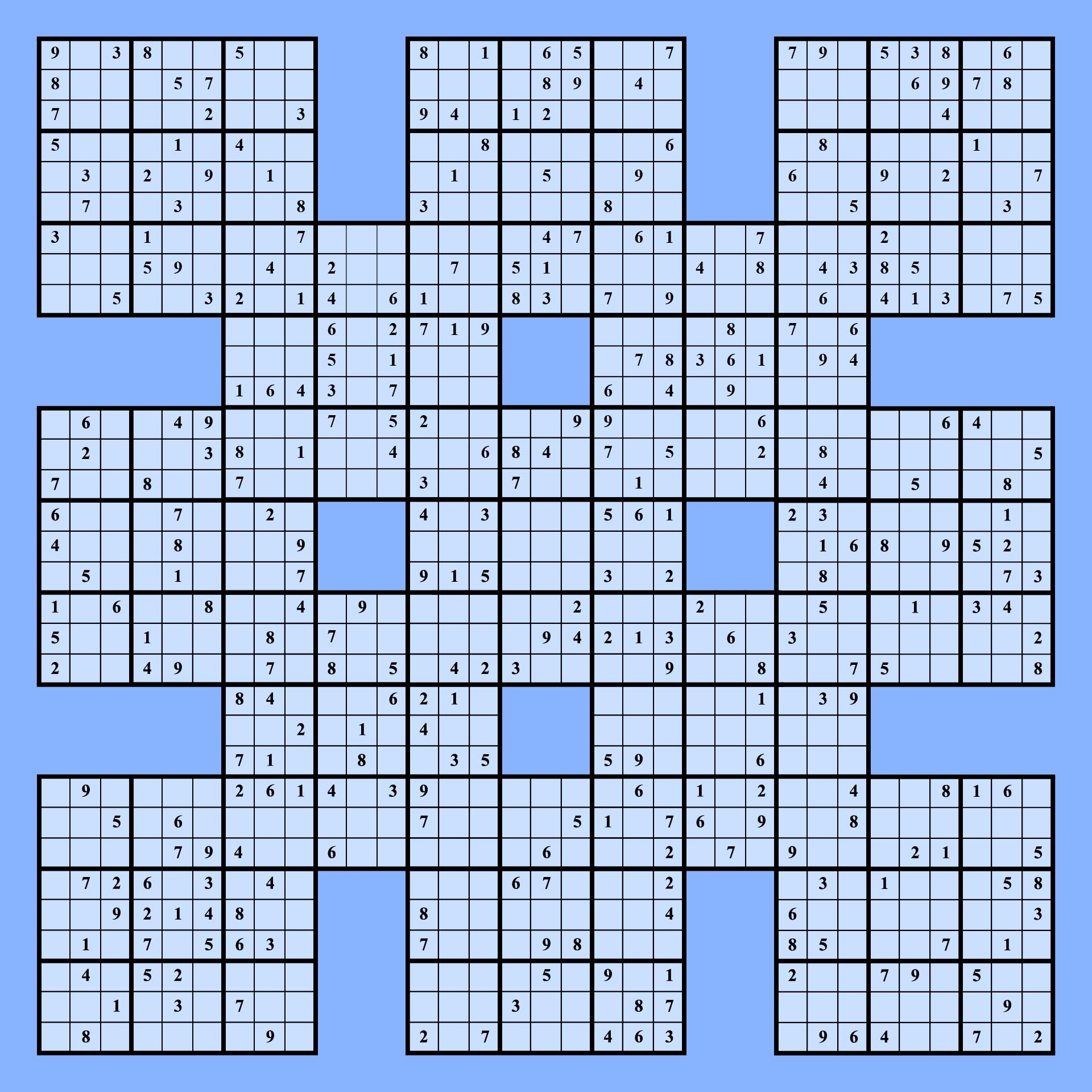 Free Printable Samurai Sudoku Puzzles Difficulty PDF Worksheets Library