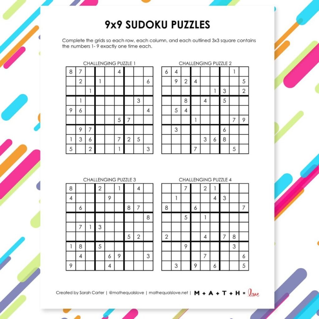 free printable sudoku puzzles easy