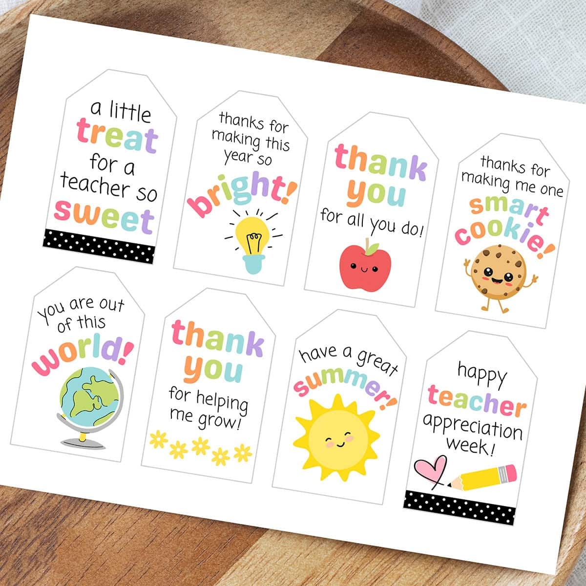 free teacher appreciation printables