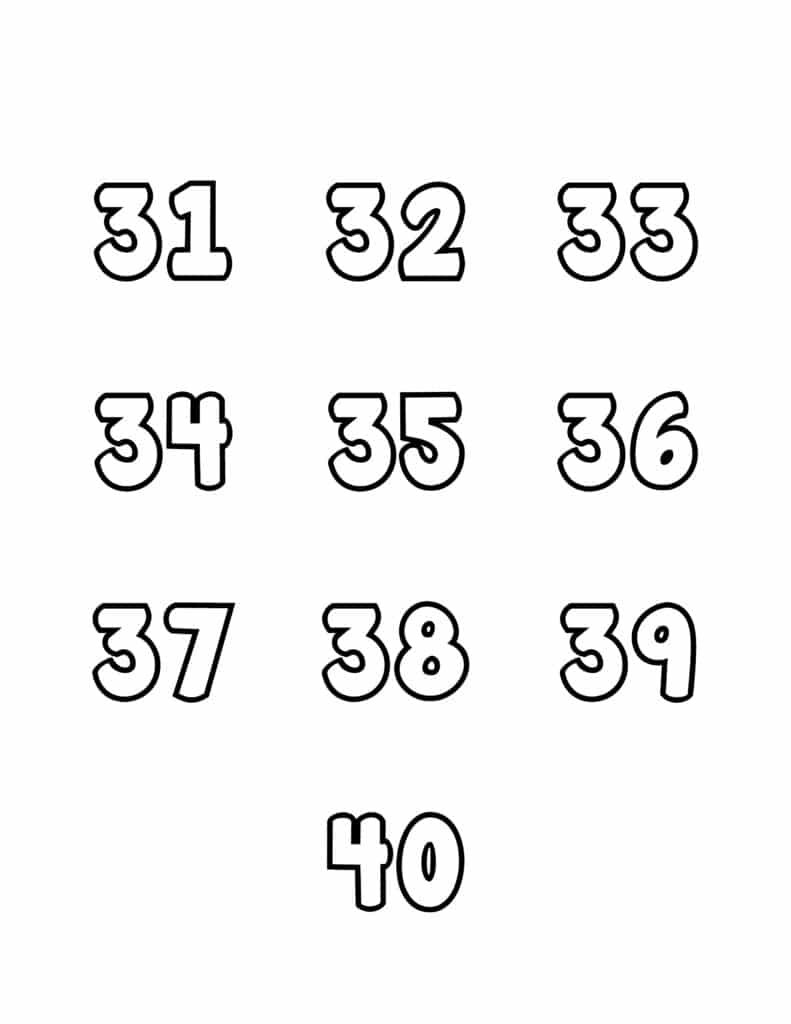 Free Printable Tracing Numbers Bubble Numbers Set 41 To 50
