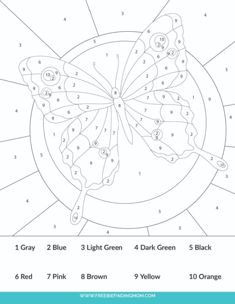 Free Simple Easy Color By Number For Adults And Kids Printables