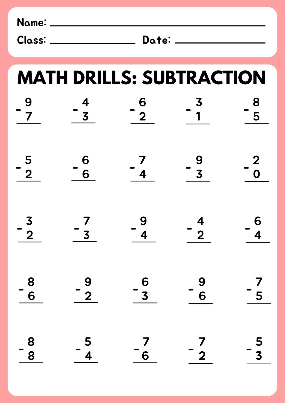 free printable addition and subtraction worksheets