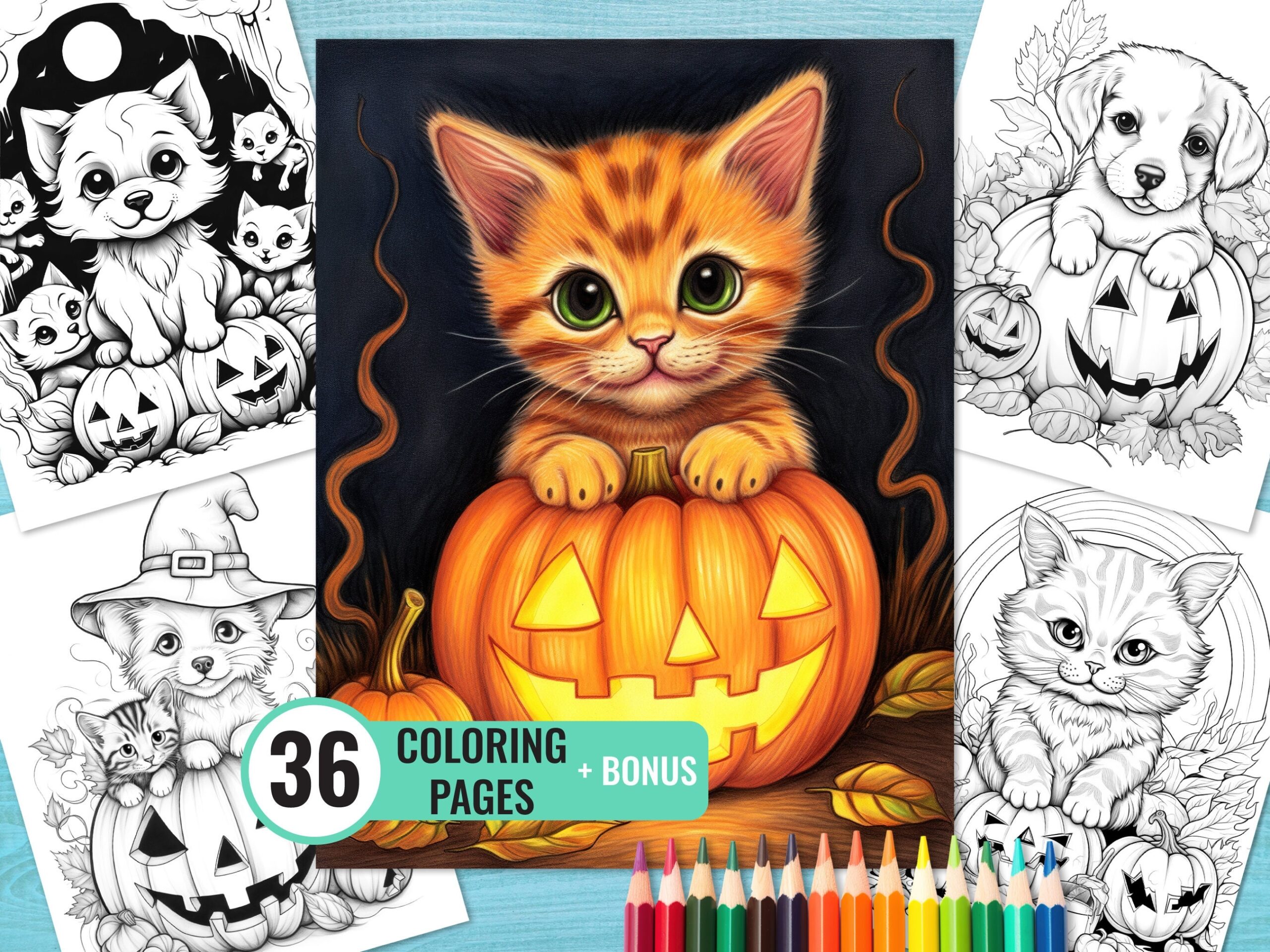 Halloween Animals Coloring Book 36 Printable Coloring Pages For Kids And Adults Halloween Puppy Coloring Page Instant Download Etsy Israel