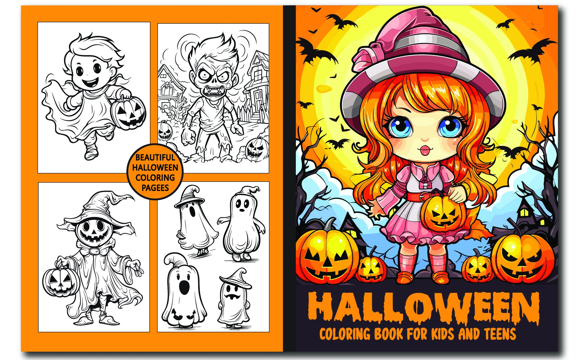 Halloween Coloring Book For Kids Teens Cute Horror Spooky Illustrations Made By Teachers