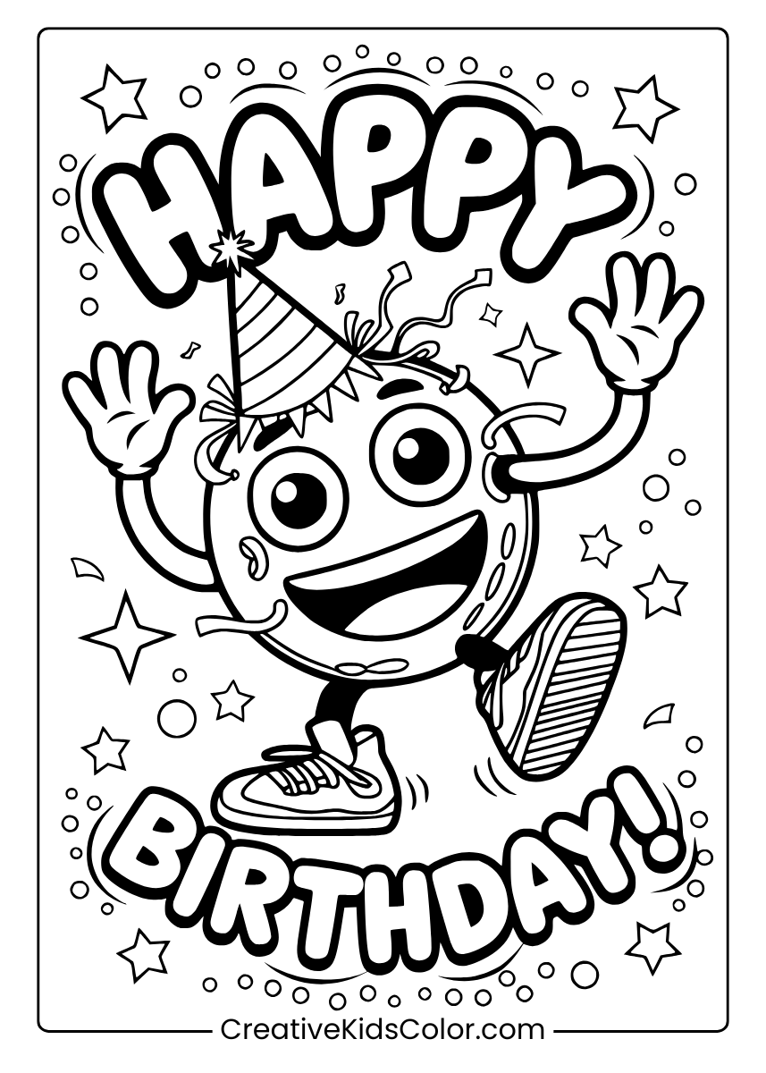 happy birthday printable coloring page