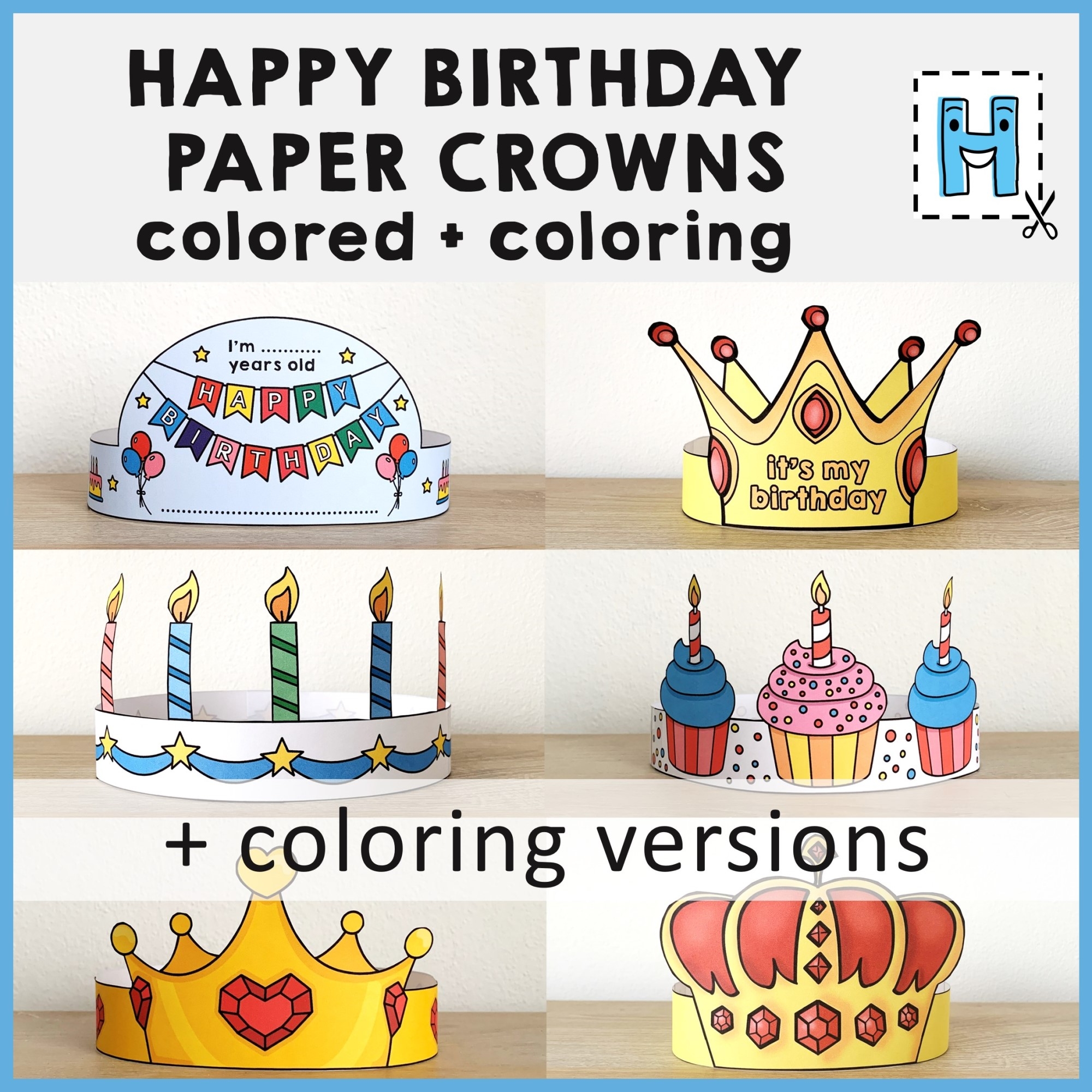 Happy Birthday Paper Crowns Headbands Hats Printable Coloring Craft Made By Teachers