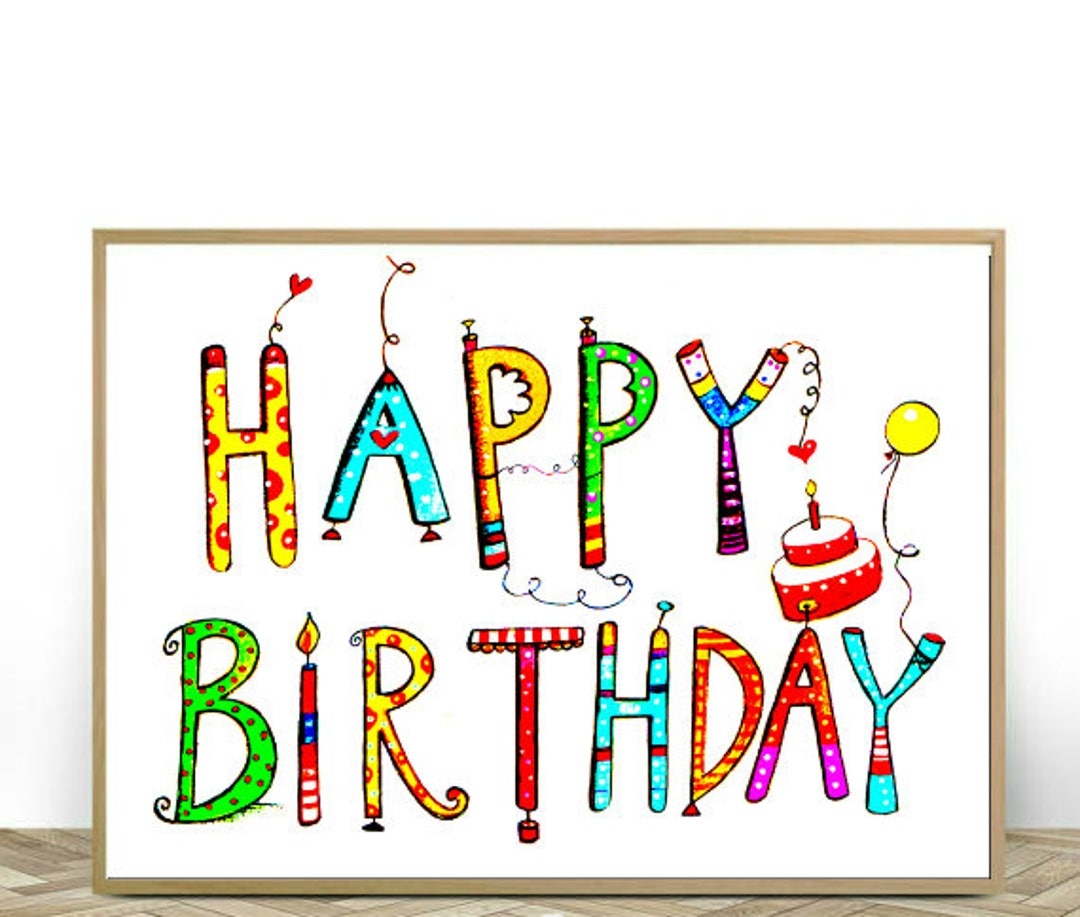 Happy Birthday Printable Sign Birthday Party Decor First Birthday Kids Decoration Tea Party INSTANT DOWNLOAD Etsy Israel