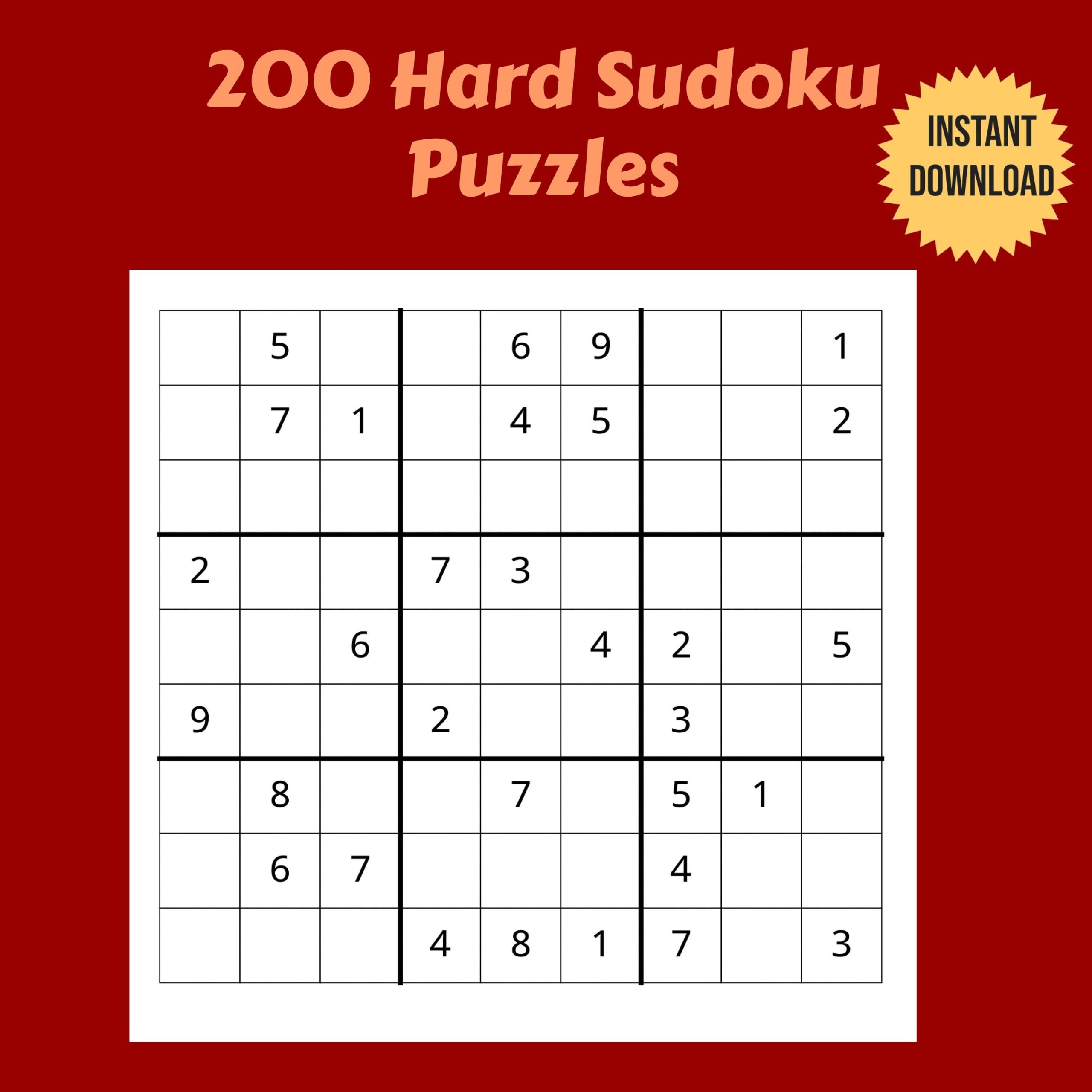 sudoku hard puzzles printable