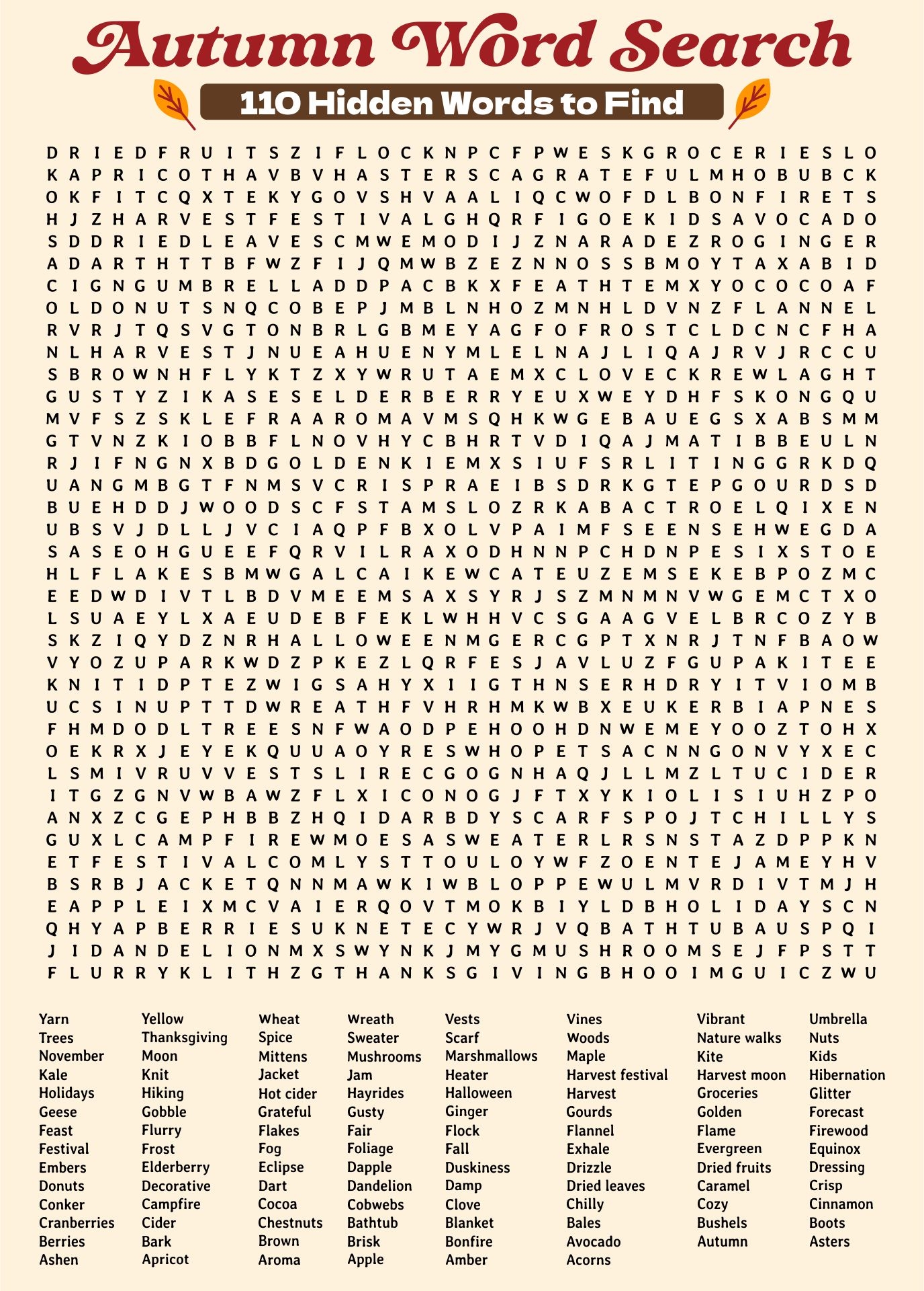 hard find a words printable