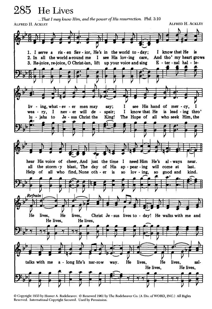 He Lives Hymn Sheet Music