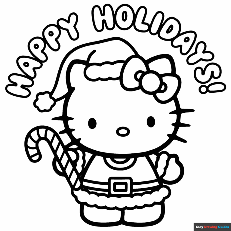 Hello Kitty For The Holidays Coloring Page Easy Drawing Guides