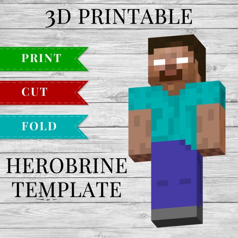 Herobrine Printable Minecraft Herobrine Papercraft Template