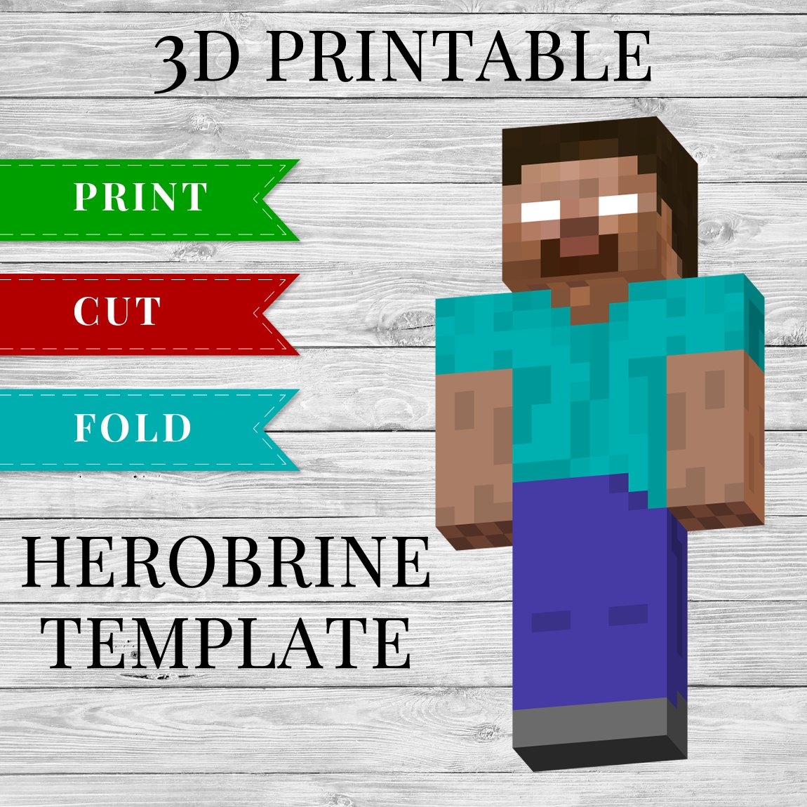 Herobrine Printable Minecraft Herobrine Papercraft Template