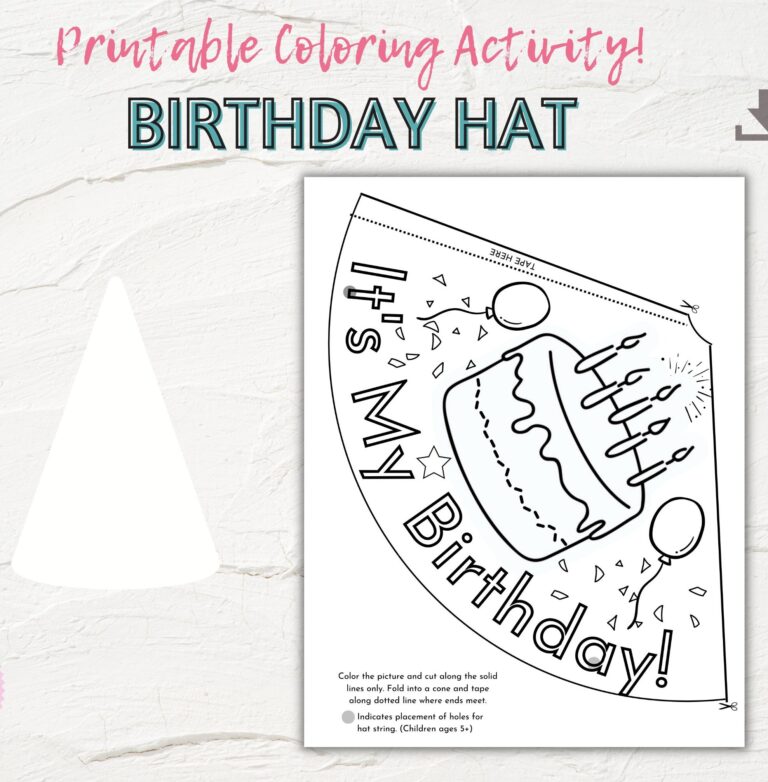 Kid s Birthday Hat Printable It s My Birthday Hat Children s Craft Paper Hat Birthday Cone Hat Coloring Page Etsy Sweden
