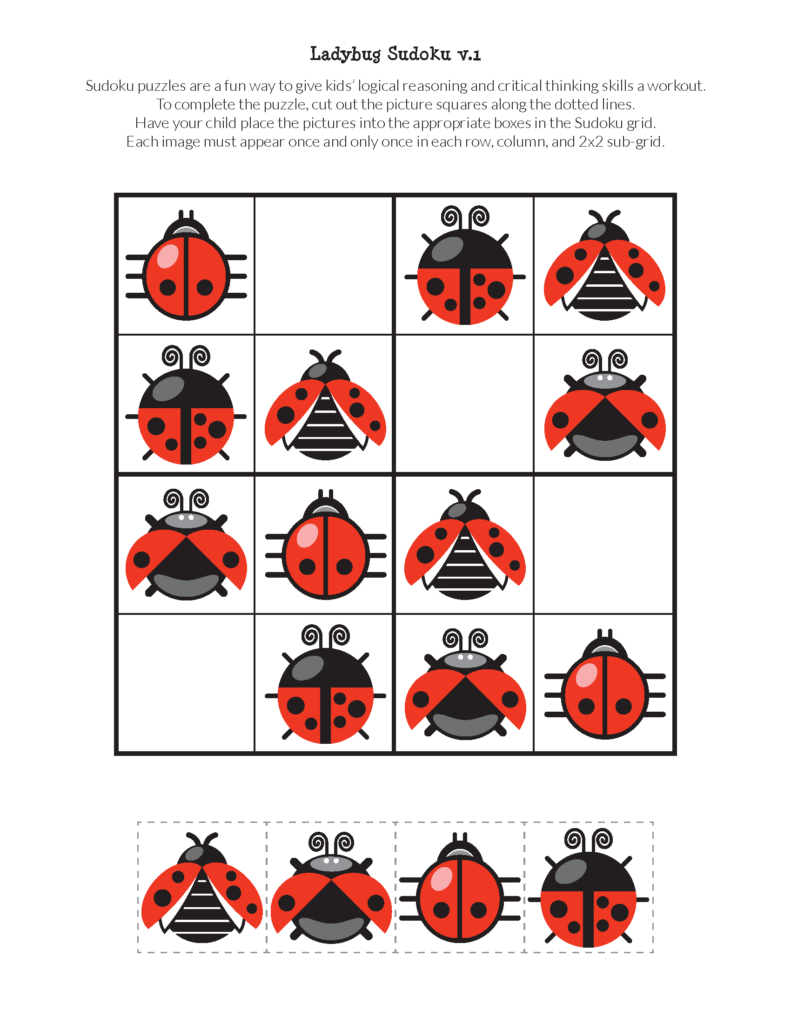 Ladybug Sudoku free Printables Gift Of Curiosity