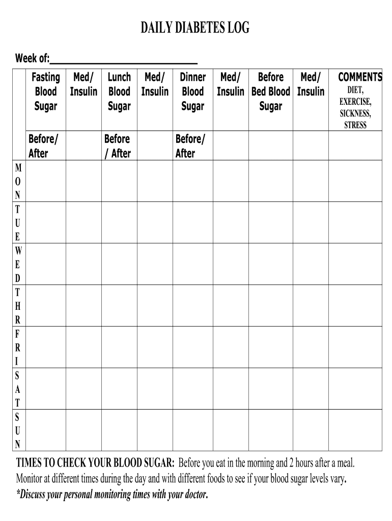 printable blood glucose log