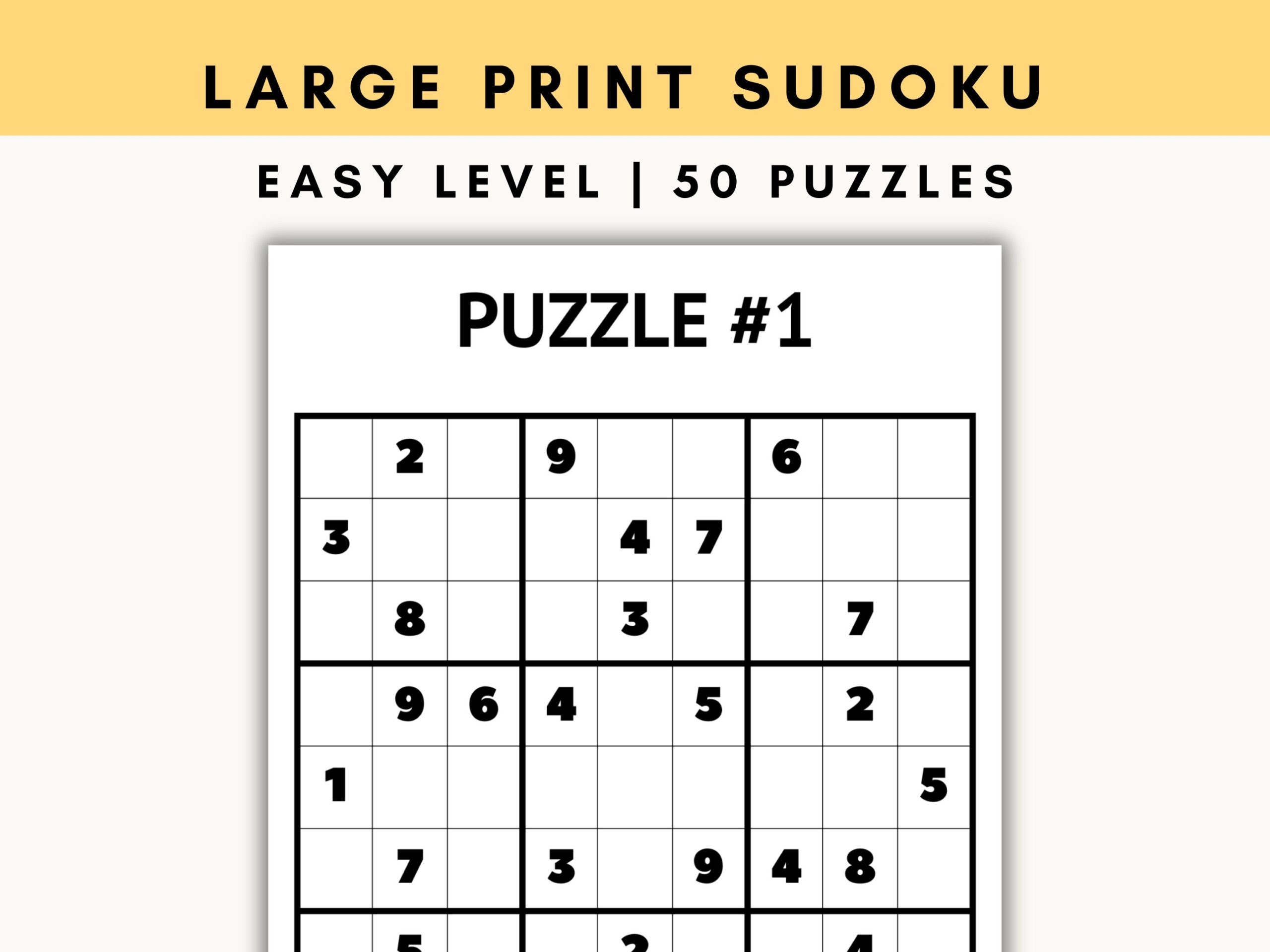 Large Print Sudoku Beginner Sudoku Printable Large Print Sudoku Puzzles For Seniors Easy Sudoku For Kids Etsy