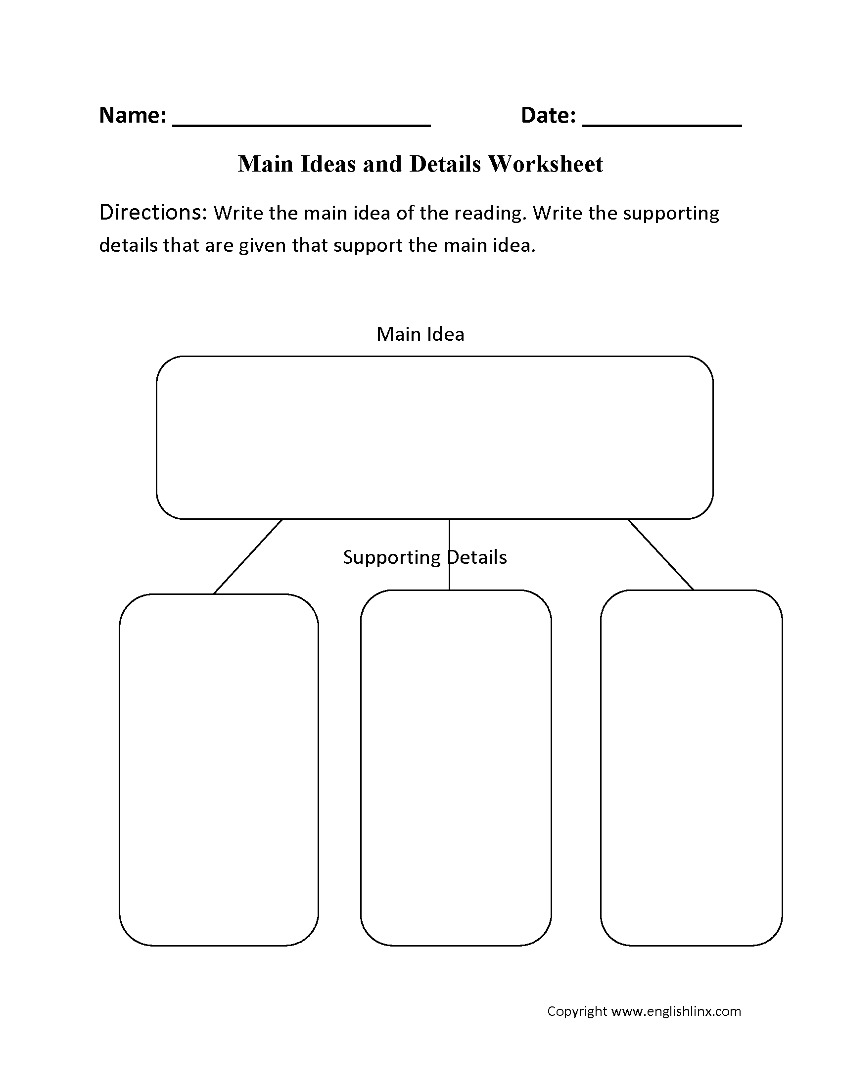 main idea printable