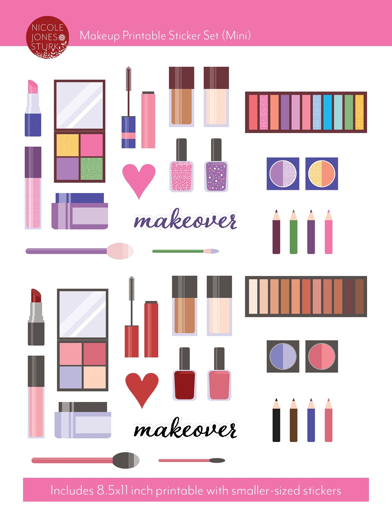 Makeup Stickers Digital Clip Art Scrapbook Embellishments Set Png File Icons Printable Planner Stickers Instant Download Etsy