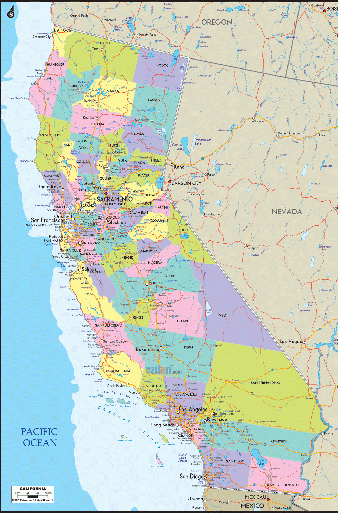 california county map printable