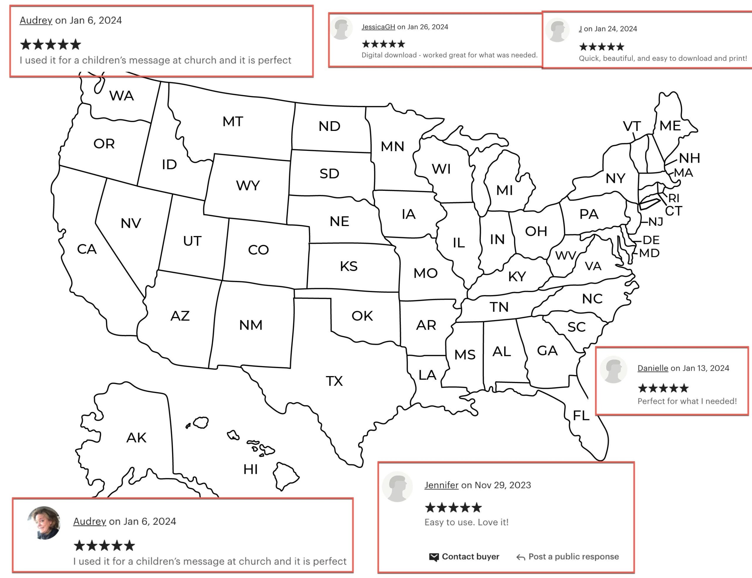 printable map of usa