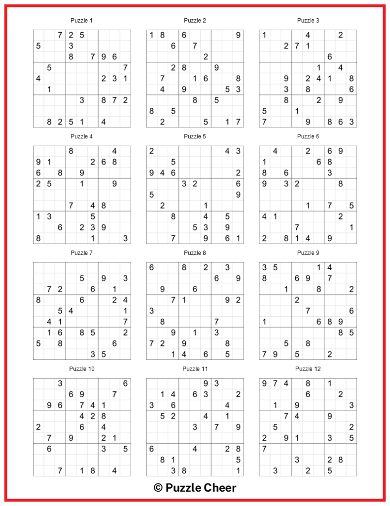 medium sudoku printable