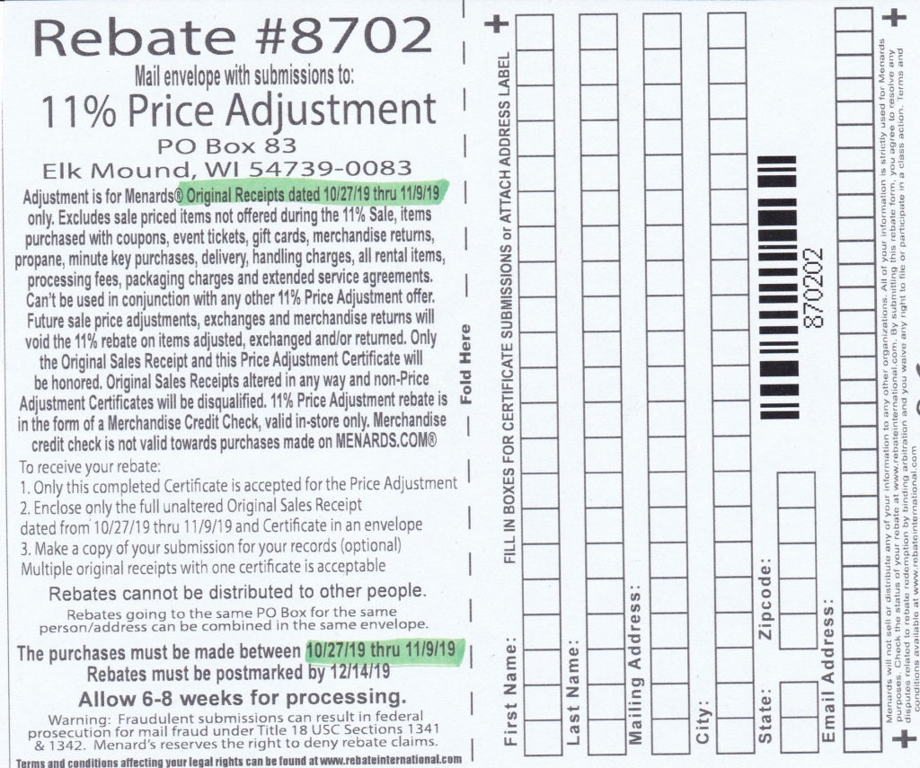 menards rebate form printable