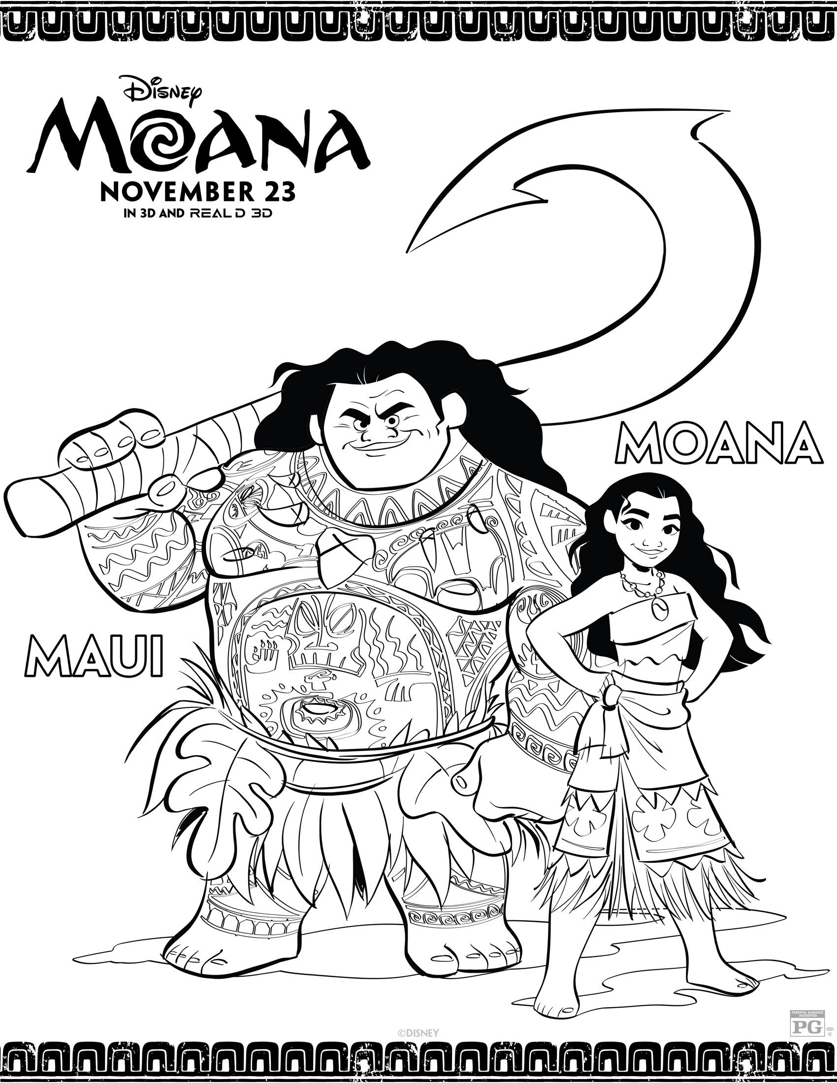 Moana Coloring Pages And Activity Sheets For Kids 