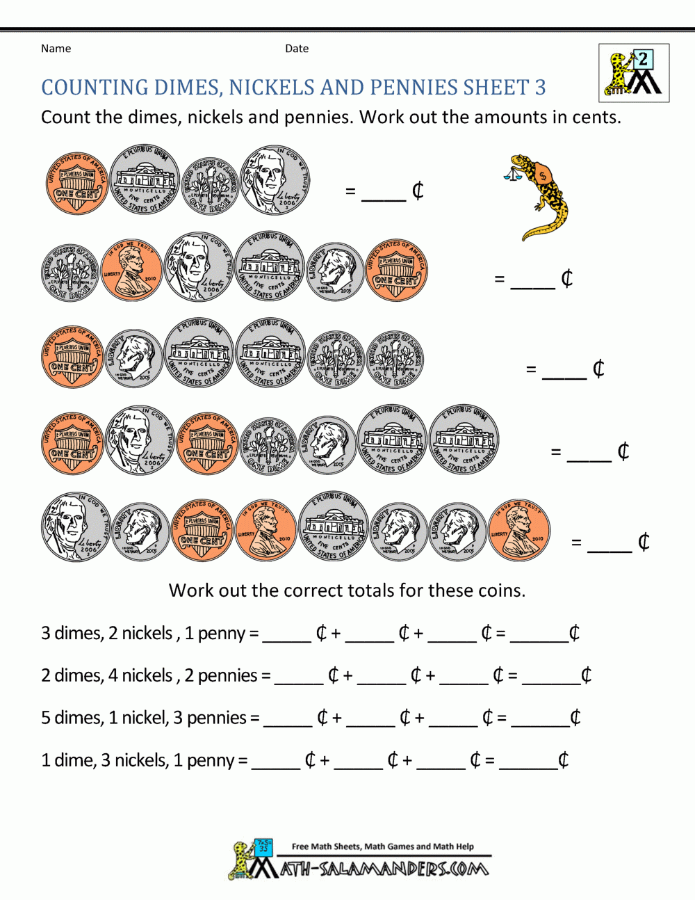 money math printables